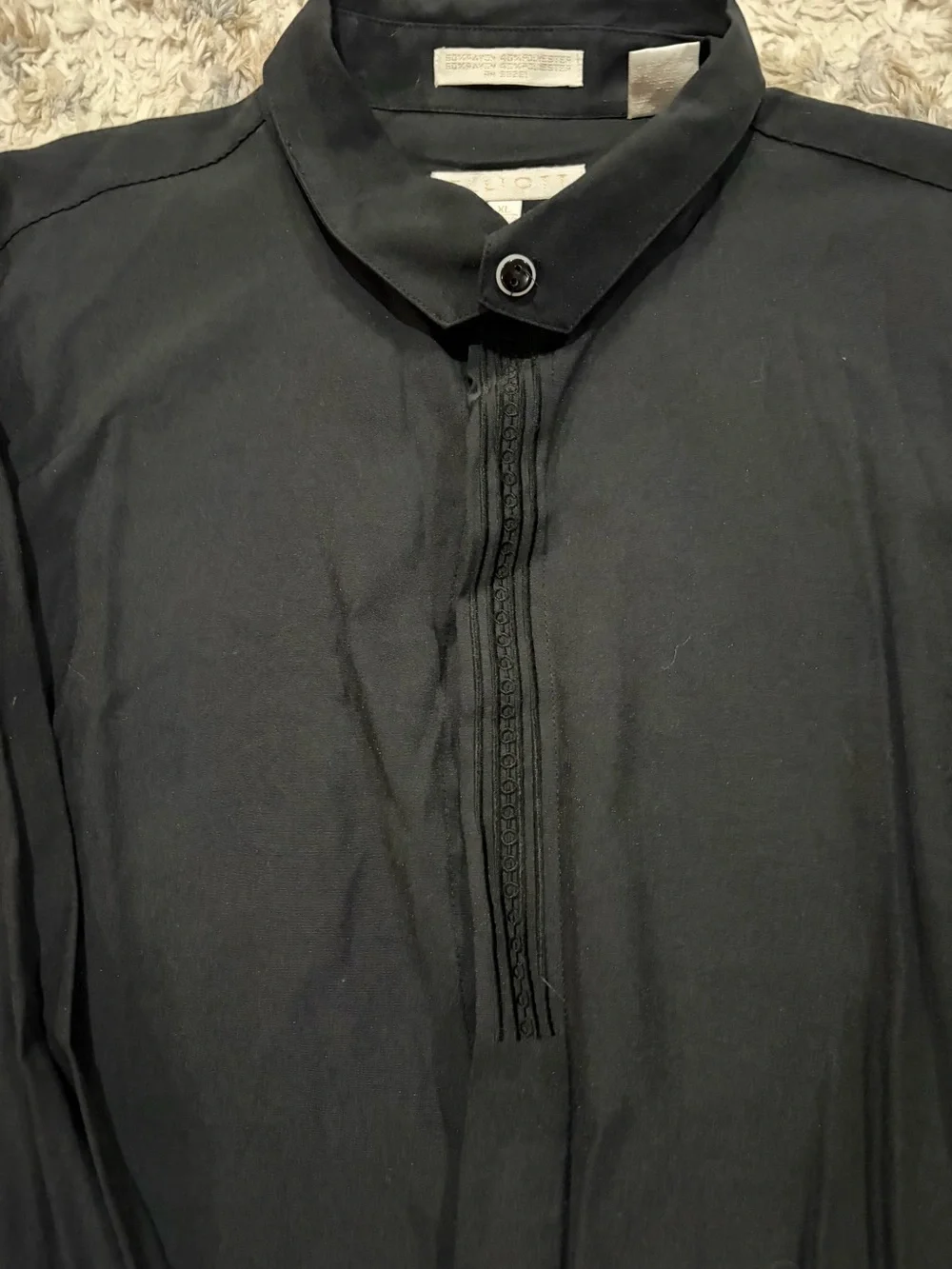 ELLIOTT Black Men’s Dress Shirt with Subtle Pleat Detail